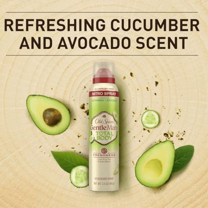 Old Spice Whole Body Deodorant Spray for Men, Aluminum Free, Cucumber + Avocado Scent, 24/7 Odor Protection, 3.5 oz (Pack of 3) Avelisse