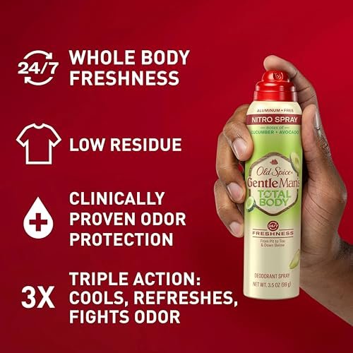 Old Spice Whole Body Deodorant Spray for Men, Aluminum Free, Cucumber + Avocado Scent, 24/7 Odor Protection, 3.5 oz (Pack of 3) Avelisse