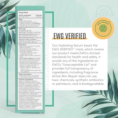Active Skin Repair SPF 50 EWG-Certified Hydrating Daily Sunscreen and Face Moisturizer, Non-Nano Zinc, Non-Toxic Broad Spectrum Protection Hydrating Mineral Facial Sunscreen, 1.7 fl. oz. Avelisse