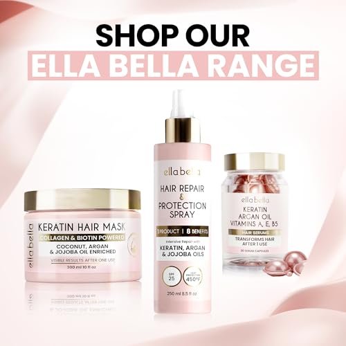 ELLA BELLA® Keratin Hair Mask – Deep Conditioning Hair Treatment for Dry, Damaged, Curly & Color-Treated Hair – Hydrating Mask for Softness, Shine & Growth (10 Fl Oz) Avelisse