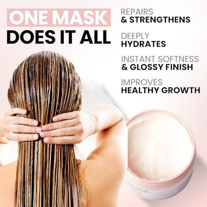 ELLA BELLA® Keratin Hair Mask – Deep Conditioning Hair Treatment for Dry, Damaged, Curly & Color-Treated Hair – Hydrating Mask for Softness, Shine & Growth (10 Fl Oz) Avelisse