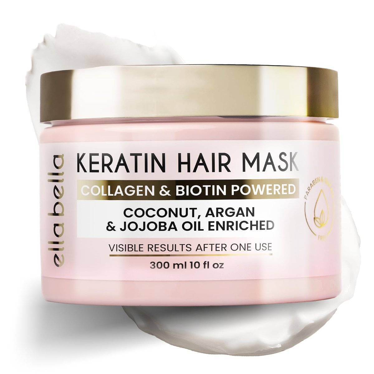 ELLA BELLA® Keratin Hair Mask – Deep Conditioning Hair Treatment for Dry, Damaged, Curly & Color-Treated Hair – Hydrating Mask for Softness, Shine & Growth (10 Fl Oz) Avelisse