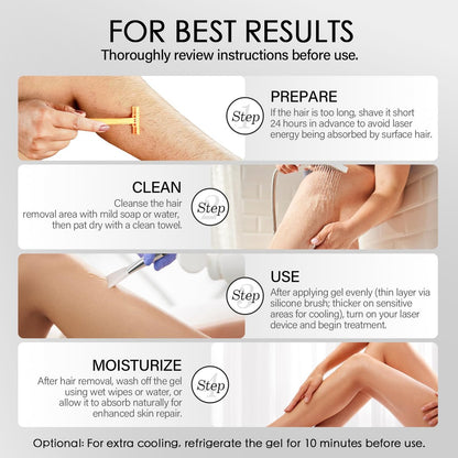 Cooling Gel for Hair Removal Devices – 300g Soothing Conductive Gel with Aloe Vera & Centella Asiatica for Face, Body, Legs, Arms, Underarms – Men & Women
