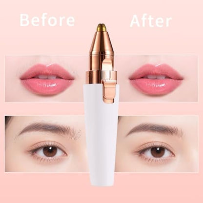 Kroaya 2-in-1 Electric Facial Hair Removal for Women – Rechargeable Chin, Upper Lip & Peach Fuzz Trimmer with LED Light & Eyebrow Shaper