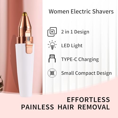Kroaya 2-in-1 Electric Facial Hair Removal for Women – Rechargeable Chin, Upper Lip & Peach Fuzz Trimmer with LED Light & Eyebrow Shaper - görsel 6