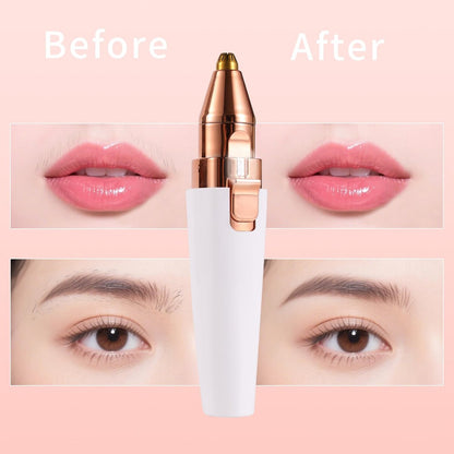 Kroaya 2-in-1 Electric Facial Hair Removal for Women – Rechargeable Chin, Upper Lip & Peach Fuzz Trimmer with LED Light & Eyebrow Shaper
