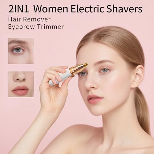 Kroaya 2-in-1 Electric Facial Hair Removal for Women – Rechargeable Chin, Upper Lip & Peach Fuzz Trimmer with LED Light & Eyebrow Shaper - görsel 8