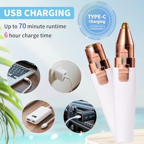 Kroaya 2-in-1 Electric Facial Hair Removal for Women – Rechargeable Chin, Upper Lip & Peach Fuzz Trimmer with LED Light & Eyebrow Shaper - görsel 14