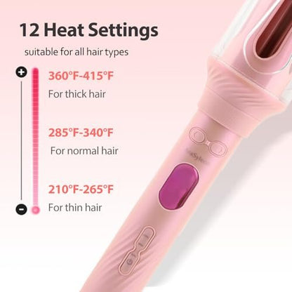 AraSyleon Automatic Curling Iron for Kids & Beginners – Safe Rotation, 12 Temp Settings (210-410°F), Ceramic Negative Ion Hair Curler Avelisse