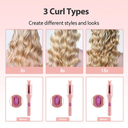 AraSyleon Automatic Curling Iron for Kids & Beginners – Safe Rotation, 12 Temp Settings (210-410°F), Ceramic Negative Ion Hair Curler Avelisse