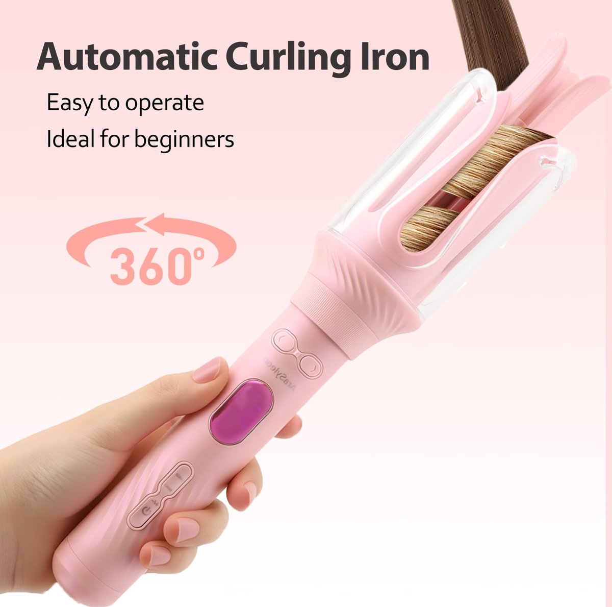 AraSyleon Automatic Curling Iron for Kids & Beginners – Safe Rotation, 12 Temp Settings (210-410°F), Ceramic Negative Ion Hair Curler Avelisse