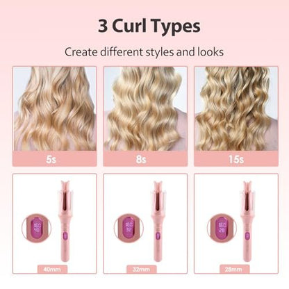 AraSyleon Automatic Curling Iron for Kids & Beginners – Safe Rotation, 12 Temp Settings (210-410°F), Ceramic Negative Ion Hair Curler Avelisse