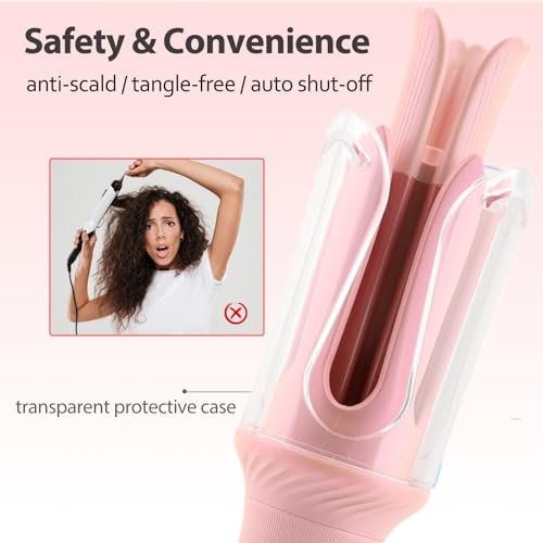 AraSyleon Automatic Curling Iron for Kids & Beginners – Safe Rotation, 12 Temp Settings (210-410°F), Ceramic Negative Ion Hair Curler Avelisse