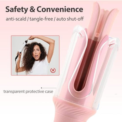 AraSyleon Automatic Curling Iron for Kids & Beginners – Safe Rotation, 12 Temp Settings (210-410°F), Ceramic Negative Ion Hair Curler Avelisse