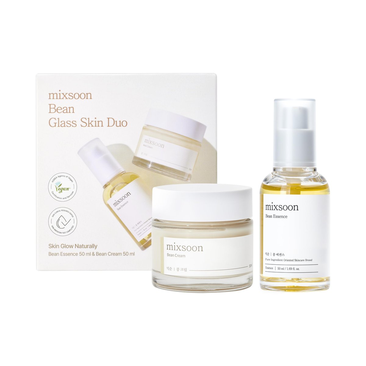 mixsoon Bean Glass Skin Duo: Fermented Bean Essence & Cream for Korean Glass Skin (100ml Total) Avelisse