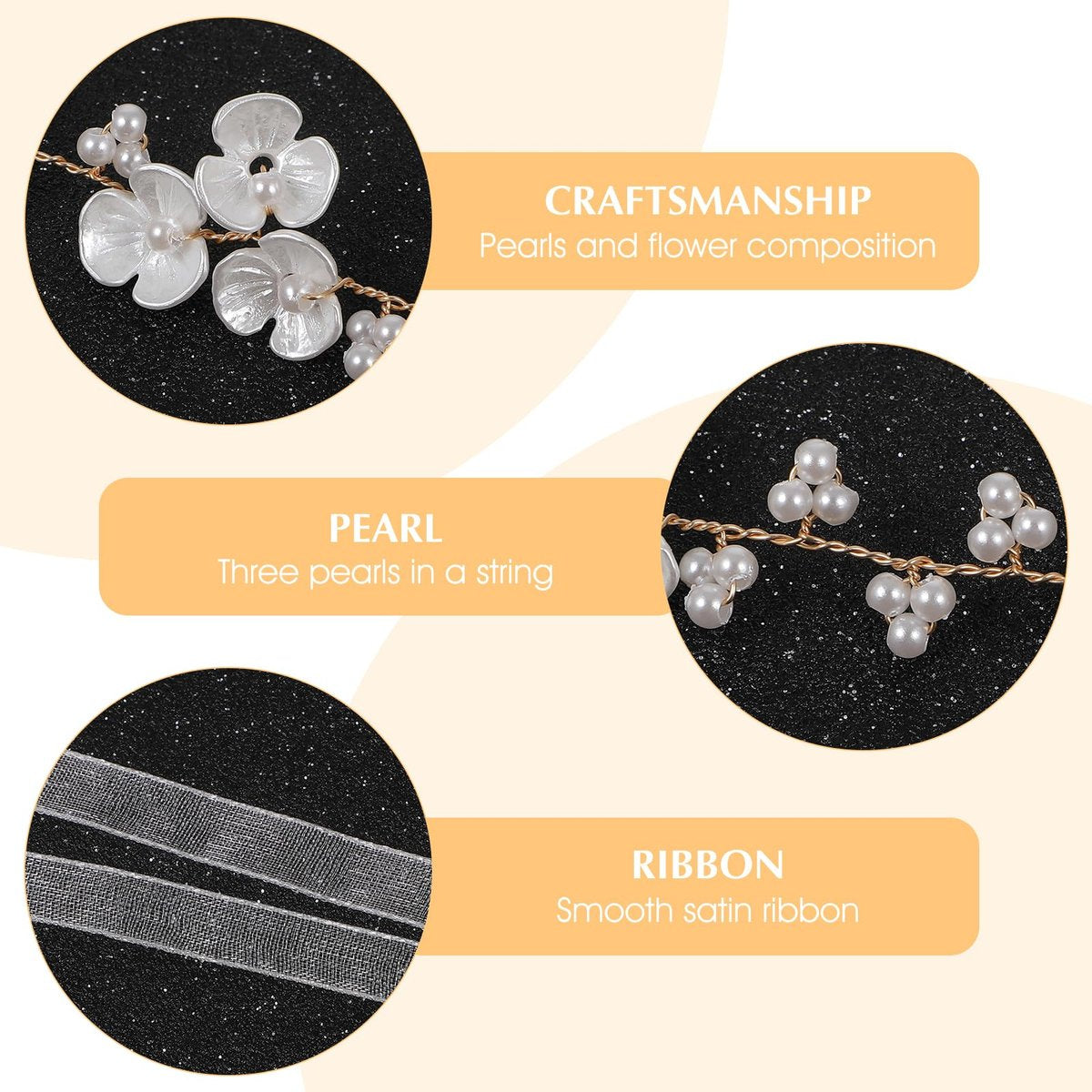 MBAIYO 2-Pack Pearl Flower Girl Headband - Adjustable Wedding Headpiece for Girls and Women, White - görsel 5