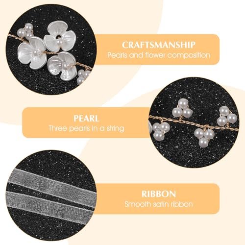 MBAIYO 2-Pack Pearl Flower Girl Headband - Adjustable Wedding Headpiece for Girls and Women, White - görsel 6