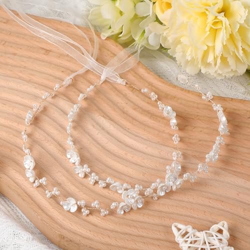 MBAIYO 2-Pack Pearl Flower Girl Headband - Adjustable Wedding Headpiece for Girls and Women, White - görsel 14