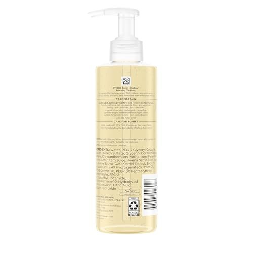 Aveeno Calm + Restore Foaming Cleanser for Sensitive Skin - Fragrance-Free Face Wash with Soothing Oat, Feverfew & Hyaluronic Acid, 7.8 oz - görsel 16
