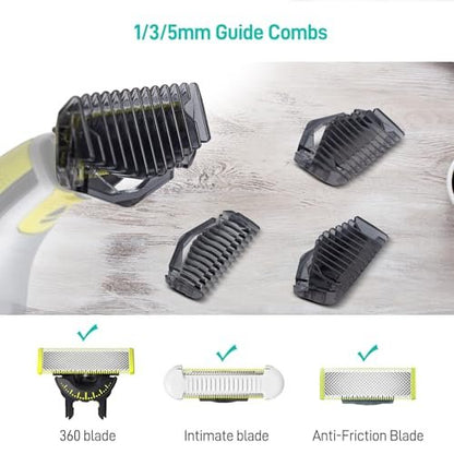 CERCGVEL 1/3/5mm Guide Combs Compatible with Philips Norelco OneBlade Shaver - Precision Trimmer Guards Kit for Face and Body