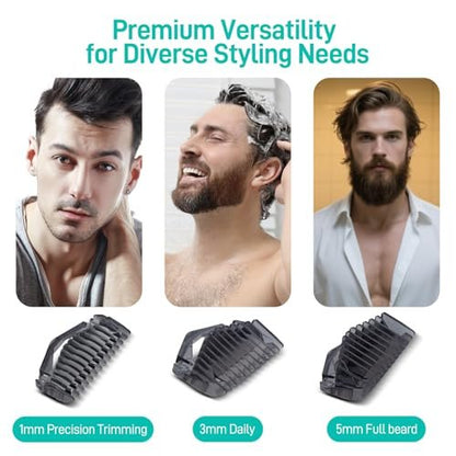 CERCGVEL 1/3/5mm Guide Combs Compatible with Philips Norelco OneBlade Shaver - Precision Trimmer Guards Kit for Face and Body