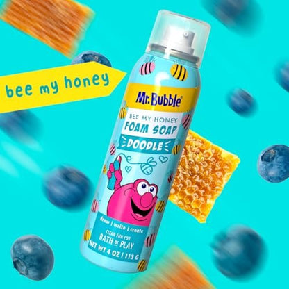 Mr. Bubble Limited Edition Foam Soap, Creativity Bath Soap, Cleans & Moisturizes, Bee My Honey (Blueberry Honey Scent), 4 oz, Pack of 4 Avelisse