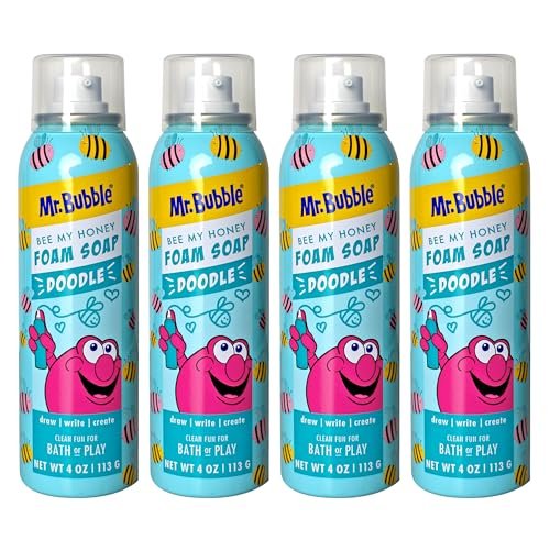 Mr. Bubble Limited Edition Foam Soap, Creativity Bath Soap, Cleans & Moisturizes, Bee My Honey (Blueberry Honey Scent), 4 oz, Pack of 4 Avelisse