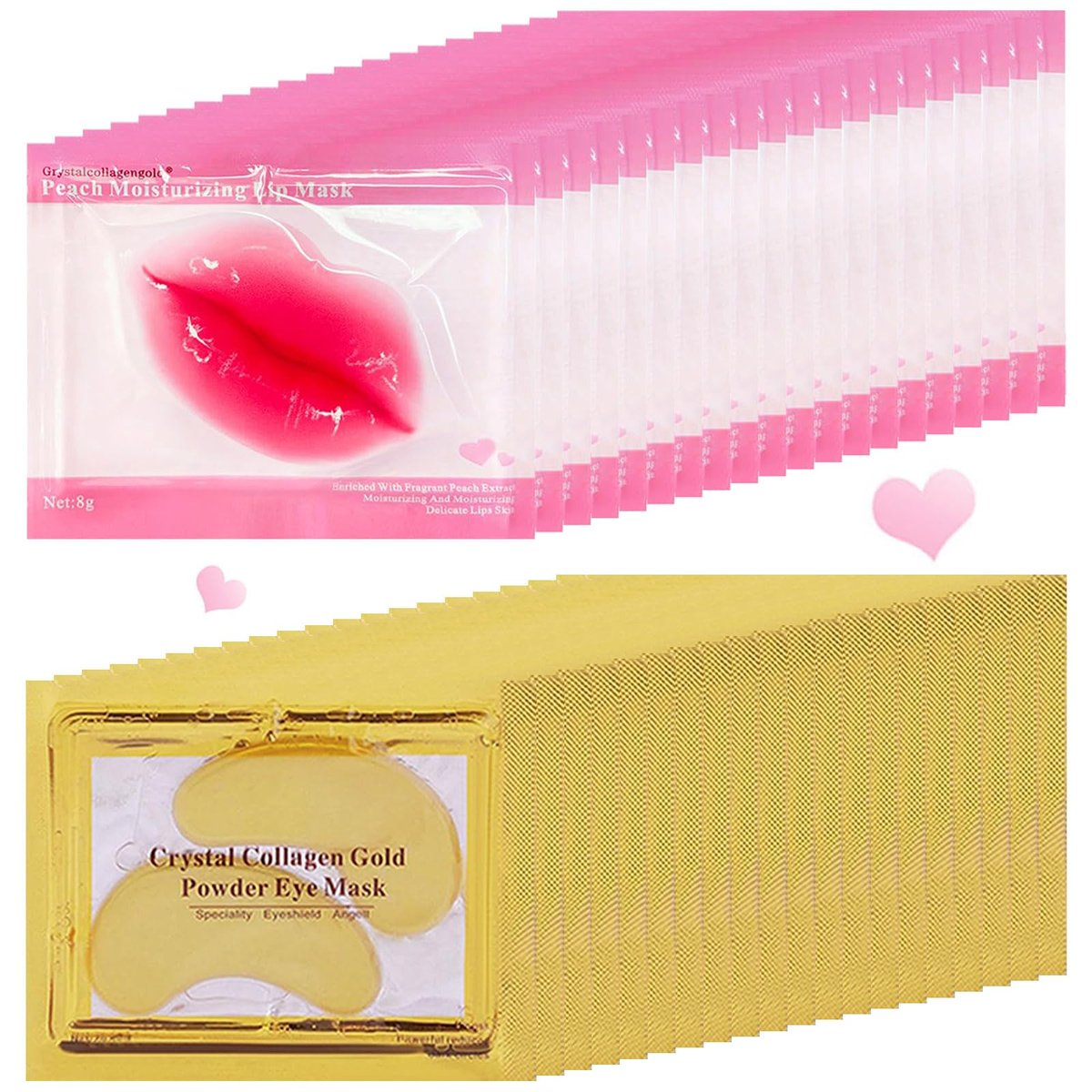 TIRDET 40 Pairs Lip Mask & Eye Mask - 24K Gold Gel Crystal Collagen Under Eye Patches for Puffy Eyes, Bachelorette Party Favors, Bridesmaid Gifts - görsel 1