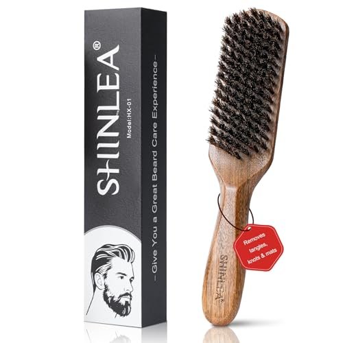 SHINLEA Boar Bristle Hair Brush for Men – Wooden Handle Beard Brush for Grooming & Softening Facial Hair, Slick Back Hair Brush for Thick & Fine Hair, Great Gift Avelisse