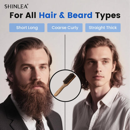 SHINLEA Boar Bristle Hair Brush for Men – Wooden Handle Beard Brush for Grooming & Softening Facial Hair, Slick Back Hair Brush for Thick & Fine Hair, Great Gift Avelisse