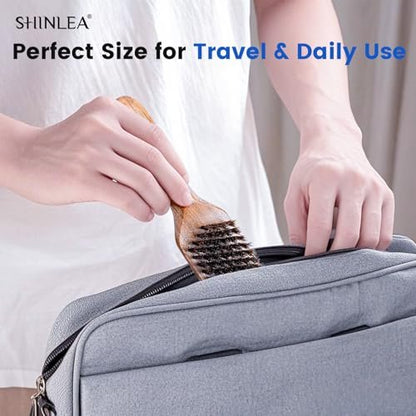 SHINLEA Boar Bristle Hair Brush for Men – Wooden Handle Beard Brush for Grooming & Softening Facial Hair, Slick Back Hair Brush for Thick & Fine Hair, Great Gift Avelisse
