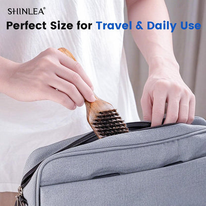 SHINLEA Boar Bristle Hair Brush for Men – Wooden Handle Beard Brush for Grooming & Softening Facial Hair, Slick Back Hair Brush for Thick & Fine Hair, Great Gift Avelisse