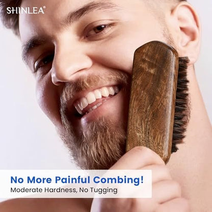 SHINLEA Boar Bristle Hair Brush for Men – Wooden Handle Beard Brush for Grooming & Softening Facial Hair, Slick Back Hair Brush for Thick & Fine Hair, Great Gift Avelisse