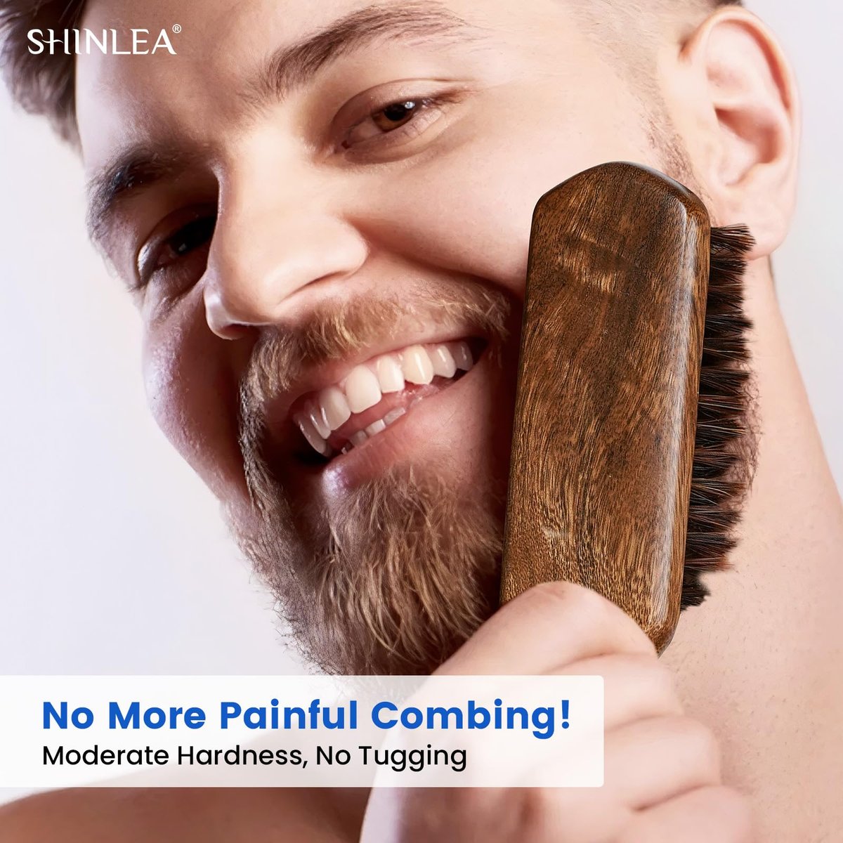 SHINLEA Boar Bristle Hair Brush for Men – Wooden Handle Beard Brush for Grooming & Softening Facial Hair, Slick Back Hair Brush for Thick & Fine Hair, Great Gift Avelisse