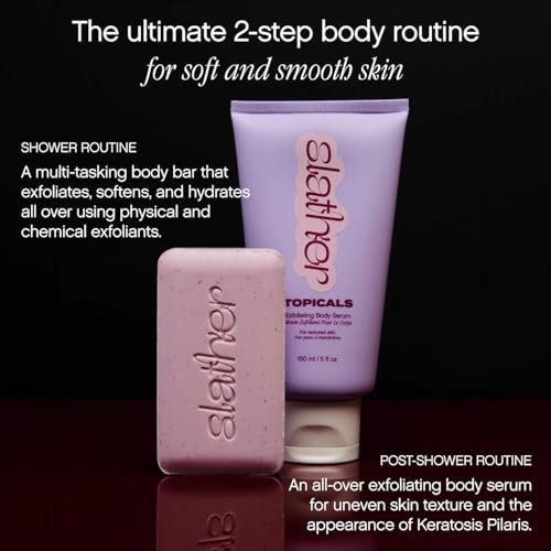 Slather Exfoliating & Smoothing Bar (2 Pack) – Retinol Body Bar for KP, Dry & Textured Skin – Hydrating, Smoothing, Gentle Exfoliation – Safe for Sensitive Skin – Light Lavender Scent Avelisse