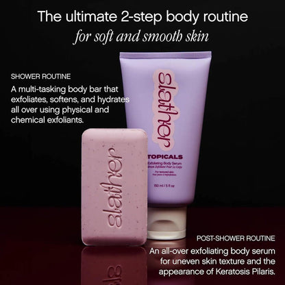Slather Exfoliating & Smoothing Bar (2 Pack) – Retinol Body Bar for KP, Dry & Textured Skin – Hydrating, Smoothing, Gentle Exfoliation – Safe for Sensitive Skin – Light Lavender Scent Avelisse