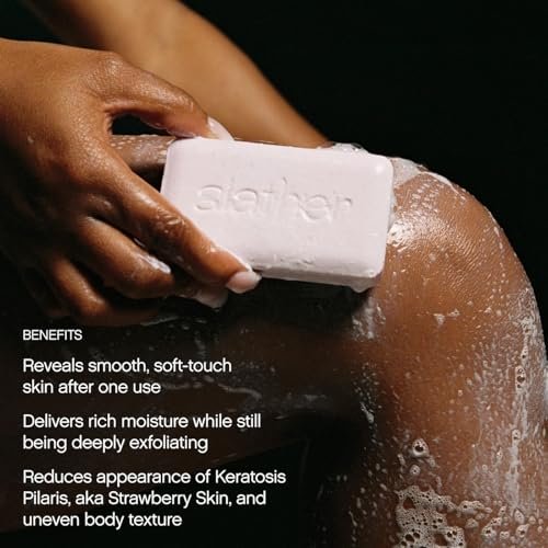 Slather Exfoliating & Smoothing Bar (2 Pack) – Retinol Body Bar for KP, Dry & Textured Skin – Hydrating, Smoothing, Gentle Exfoliation – Safe for Sensitive Skin – Light Lavender Scent Avelisse