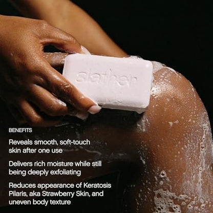 Slather Exfoliating & Smoothing Bar (2 Pack) – Retinol Body Bar for KP, Dry & Textured Skin – Hydrating, Smoothing, Gentle Exfoliation – Safe for Sensitive Skin – Light Lavender Scent Avelisse