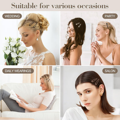 100Pcs Snap Hair Clips - No-Slip Metal Hair Barrettes for Women & Girls, Matte 5 Colors, 2 x 0.55 Inch