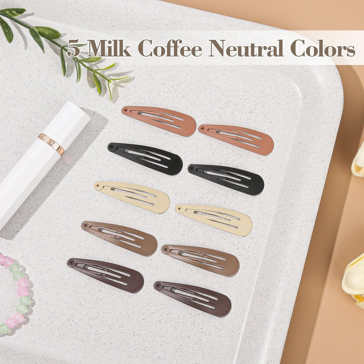 100Pcs Snap Hair Clips - No-Slip Metal Hair Barrettes for Women & Girls, Matte 5 Colors, 2 x 0.55 Inch - görsel 9