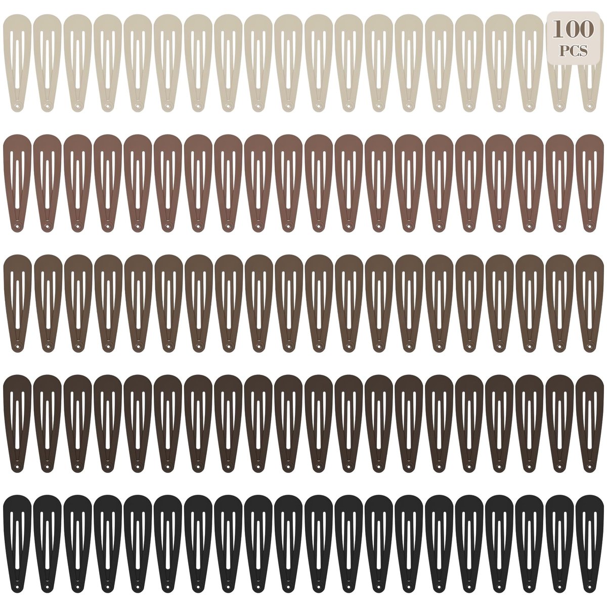 100Pcs Snap Hair Clips - No-Slip Metal Hair Barrettes for Women & Girls, Matte 5 Colors, 2 x 0.55 Inch - görsel 3