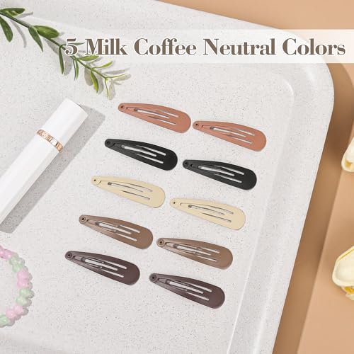 100Pcs Snap Hair Clips - No-Slip Metal Hair Barrettes for Women & Girls, Matte 5 Colors, 2 x 0.55 Inch - görsel 10