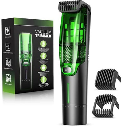 Beard Trimmer for Men: All-in-One Vacuum Mustache Trimmer with Precision Dial, 20 Length Settings, USB-C Rechargeable, Waterproof Wet/Dry Clipper Avelisse