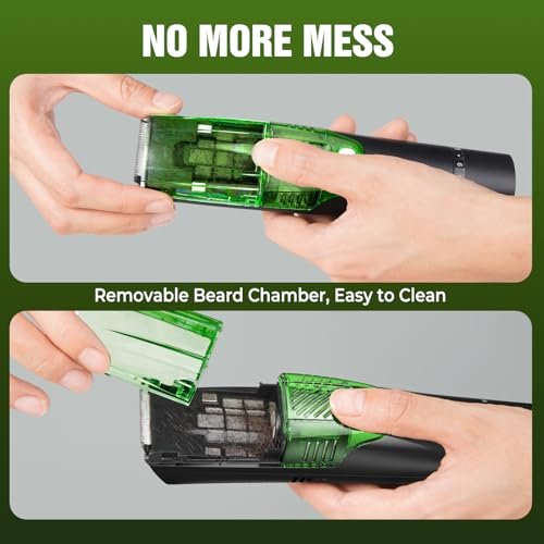 Beard Trimmer for Men: All-in-One Vacuum Mustache Trimmer with Precision Dial, 20 Length Settings, USB-C Rechargeable, Waterproof Wet/Dry Clipper Avelisse