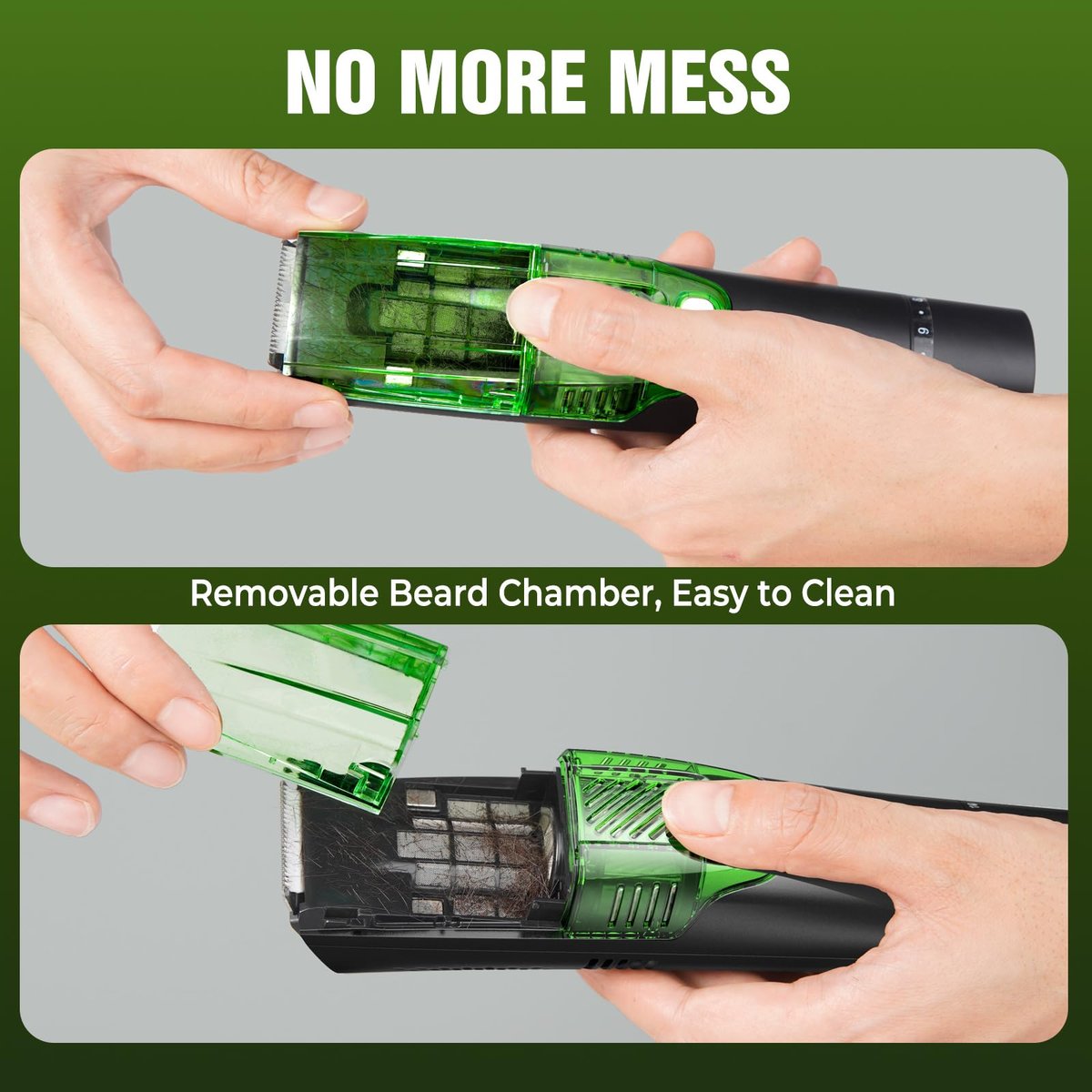 Beard Trimmer for Men: All-in-One Vacuum Mustache Trimmer with Precision Dial, 20 Length Settings, USB-C Rechargeable, Waterproof Wet/Dry Clipper Avelisse