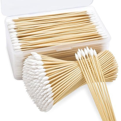 500pcs Pointed Cotton Swabs with Storage Case – 6 Inch Precision Gun Cleaning Swabs, Lint Free Bamboo Handle Long Cotton Swabs for Gun Cleaning, Makeup & Electronics