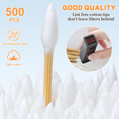 500pcs Pointed Cotton Swabs with Storage Case – 6 Inch Precision Gun Cleaning Swabs, Lint Free Bamboo Handle Long Cotton Swabs for Gun Cleaning, Makeup & Electronics