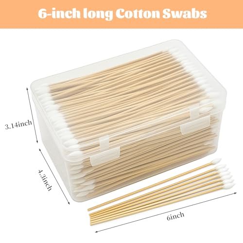 500pcs Pointed Cotton Swabs with Storage Case – 6 Inch Precision Gun Cleaning Swabs, Lint Free Bamboo Handle Long Cotton Swabs for Gun Cleaning, Makeup & Electronics - görsel 4
