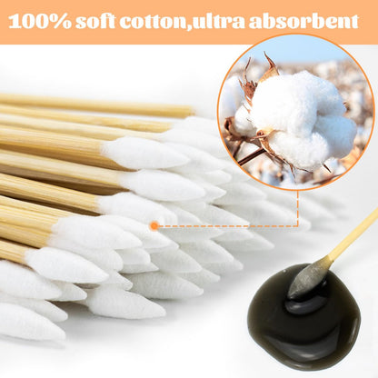 500pcs Pointed Cotton Swabs with Storage Case – 6 Inch Precision Gun Cleaning Swabs, Lint Free Bamboo Handle Long Cotton Swabs for Gun Cleaning, Makeup & Electronics