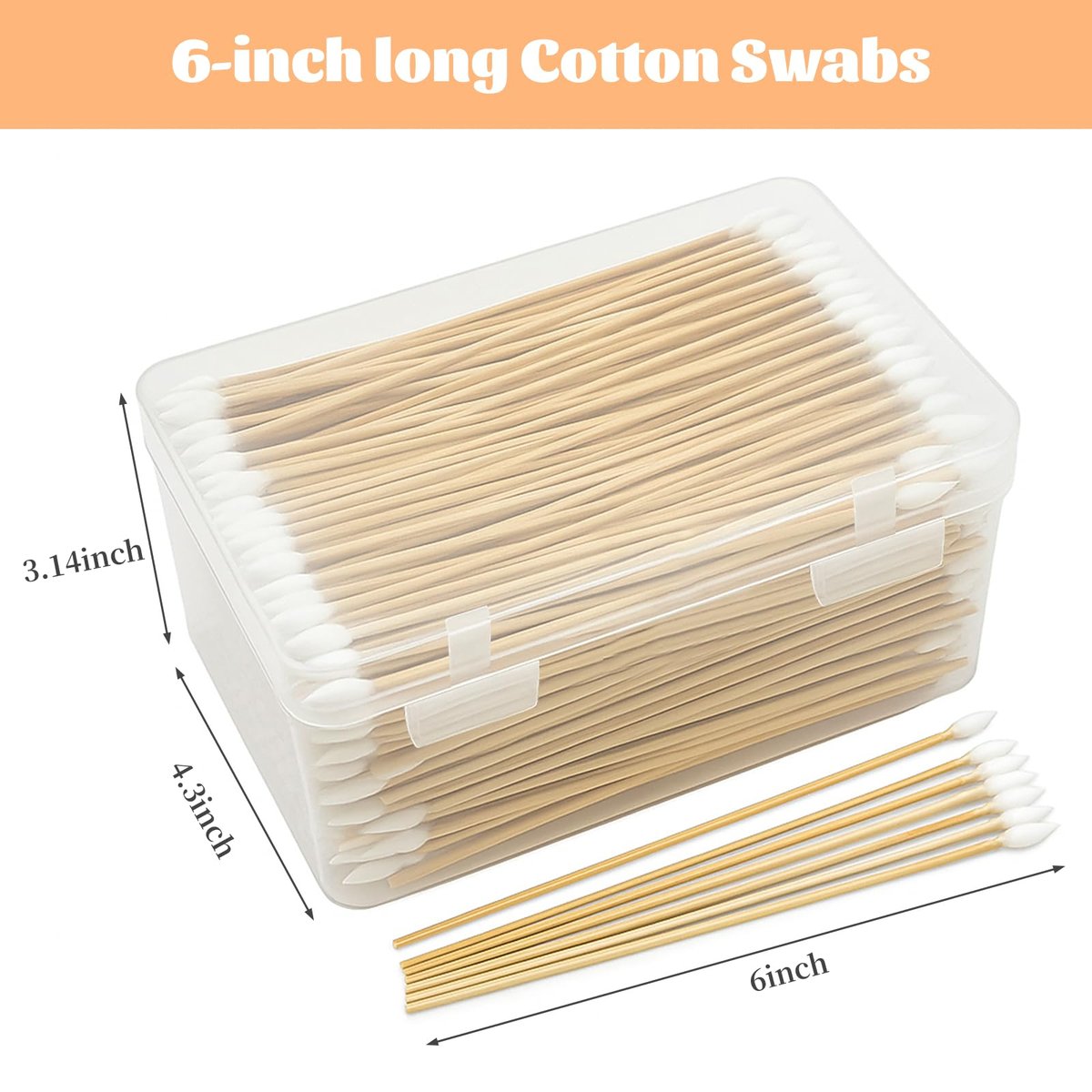 500pcs Pointed Cotton Swabs with Storage Case – 6 Inch Precision Gun Cleaning Swabs, Lint Free Bamboo Handle Long Cotton Swabs for Gun Cleaning, Makeup & Electronics - görsel 3